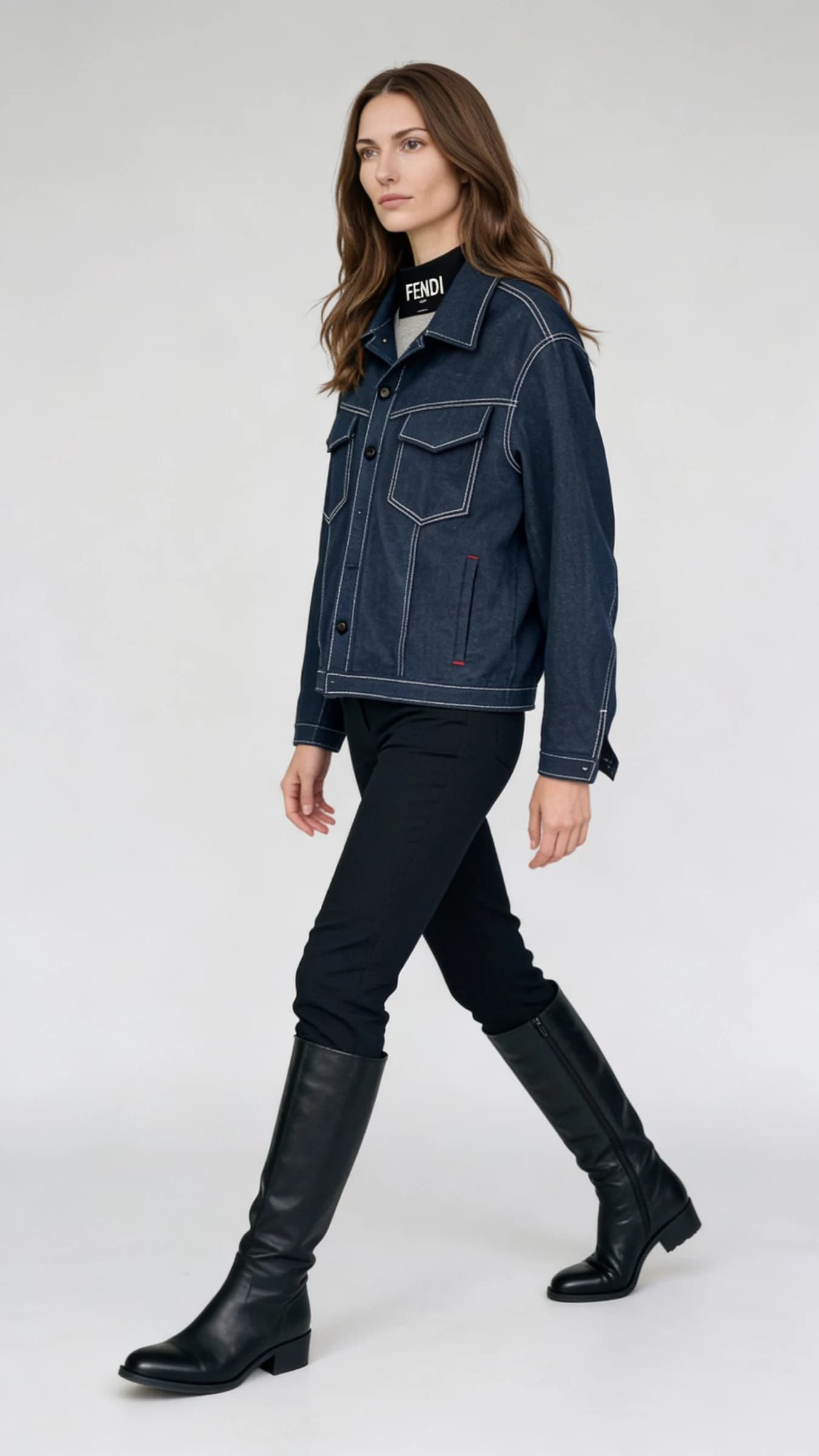 Fendi FF Şeritli Denim Ceket (gpt-seedream) görsel 4