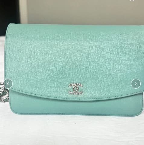 Chanel Wallet on Chain Caviar Deri Turkuaz Omuz Çantası görsel 7