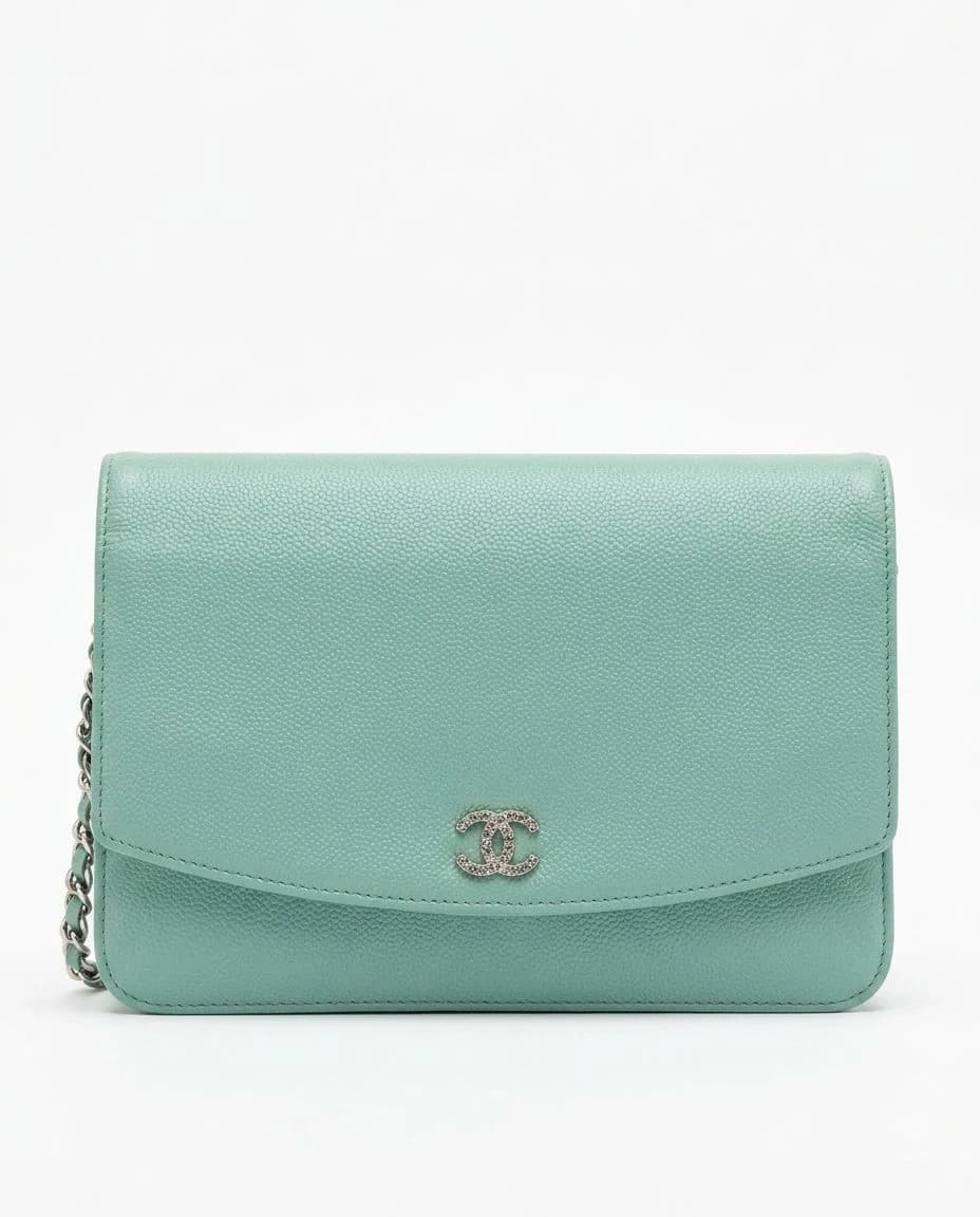 Chanel Wallet on Chain Caviar Deri Turkuaz Omuz Çantası