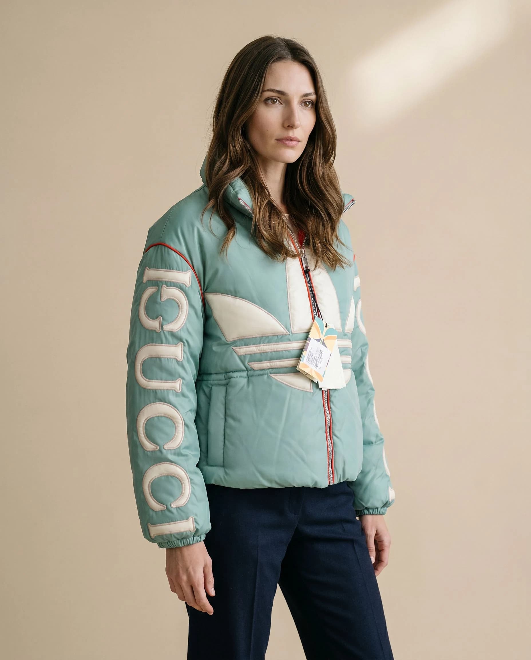 Gucci adidas x Gucci Trefoil Mint Puffer Mont görsel 2