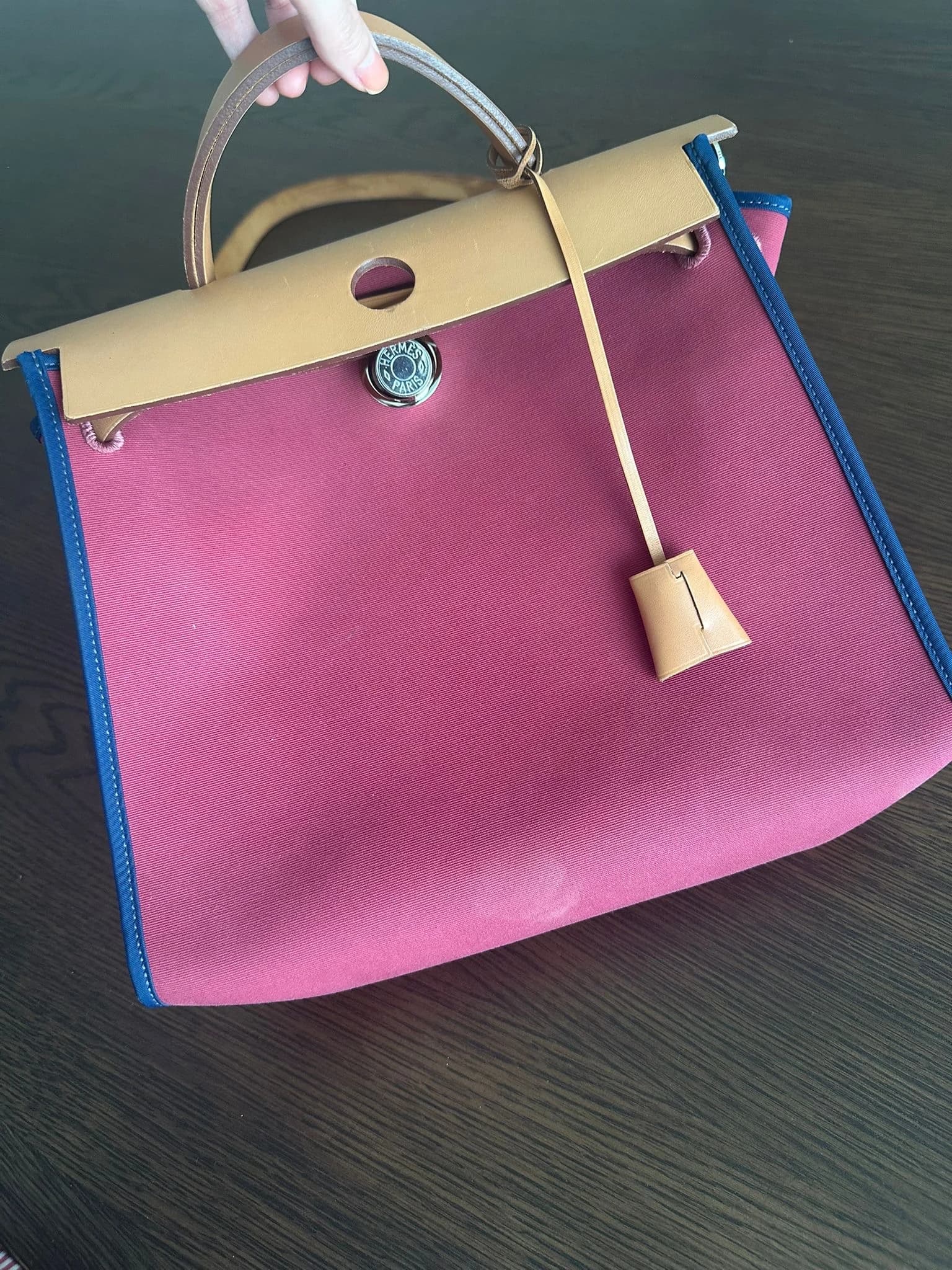 Hermès Herbag Zip 31 Kanvas Fuşya Kol Çantası görsel 6